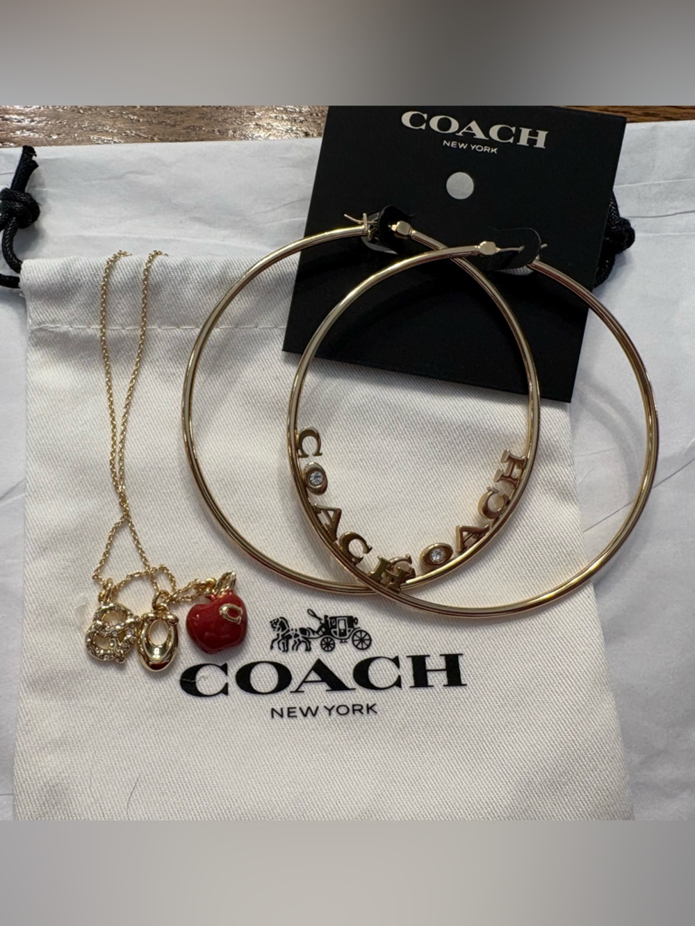 Coach Gold-Tone Logo Hoop Earrings